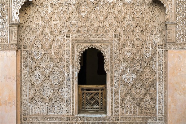 Carved plaster wall