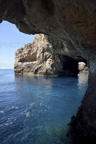 View from the sea cave Grotta Perciata