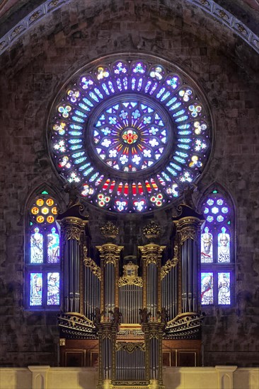 Organ gallery with rose window