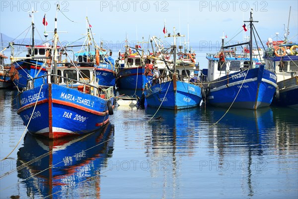 Fishing boats in the bay of Puerto del Hambre