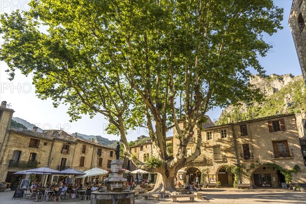 Square of liberty at Saint-Guilhem-le-Desert labelled Les Plus Beaux Villages de France