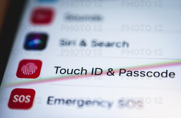 Touch ID and Passcode settings displayed on an iPhone