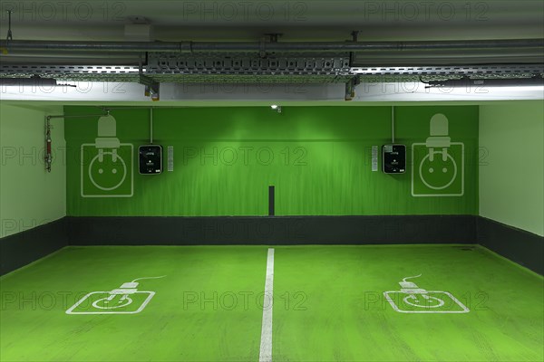 Two electric filling stations in an underground car park