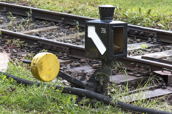 Manual switch on the premises of the Bavarian Railway Museum Nordlingen