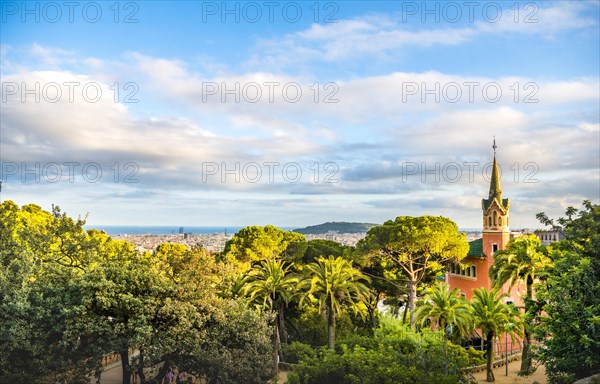 Park Guell with a view of the city