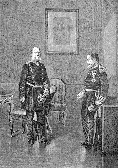 King William and Napoleon III. after the capitulation of Sedan in Bellevue Castle on September 2