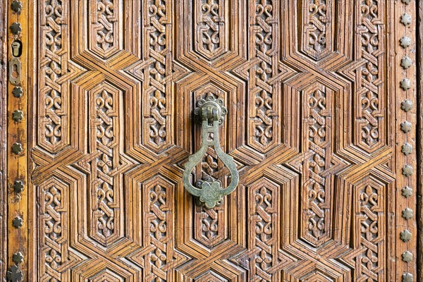 Carved wooden door at Marrakech Museum