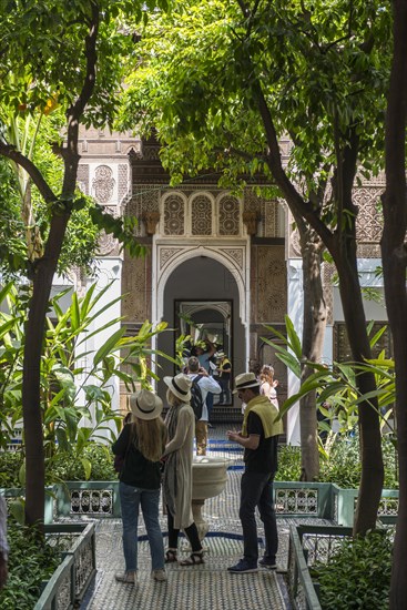 Tourists in a courtyard