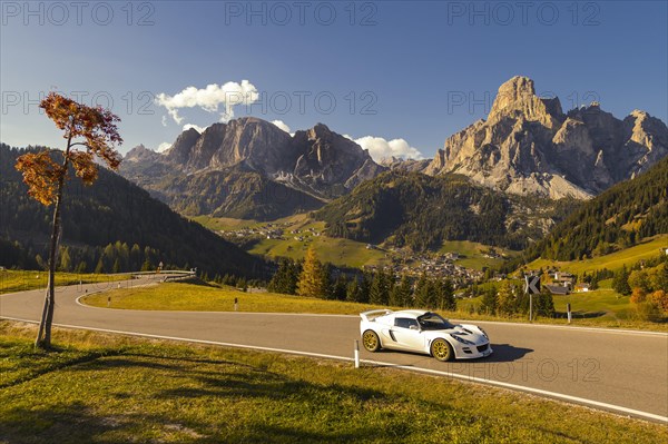 Lotus sports car on autumn road