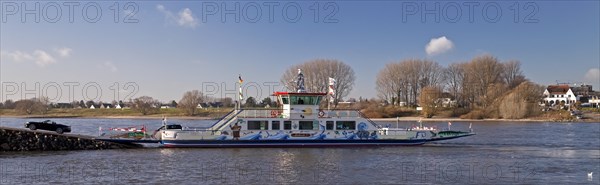 Ferry on the Rhine between Dusseldorf-Kaiserwerth and Meerbusch Langst-Kierst