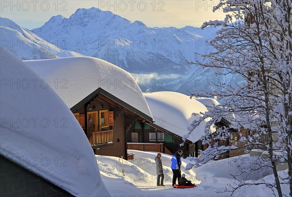 Deep snowy chalets