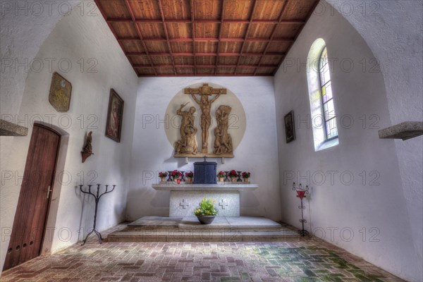 Altar of the devotional chapel at the Flossenburg concentration camp memorial site