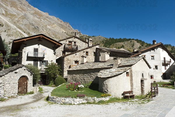 Old farmhouses in the mountain village Chiappera