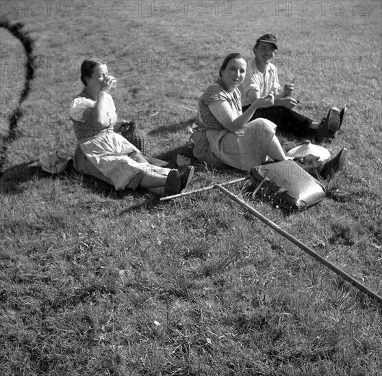 Field workers take a break