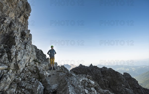 Hiker on the Santner via ferrata