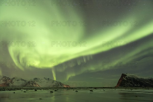 Northern lights on the coast near Gimsoy