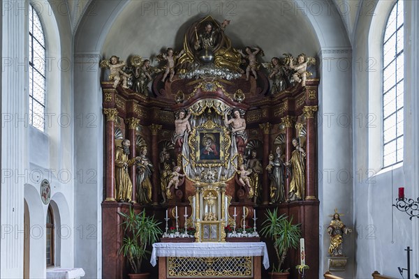 1953 reconstructed baroque high altar of the pilgrimage church Maria Hilf