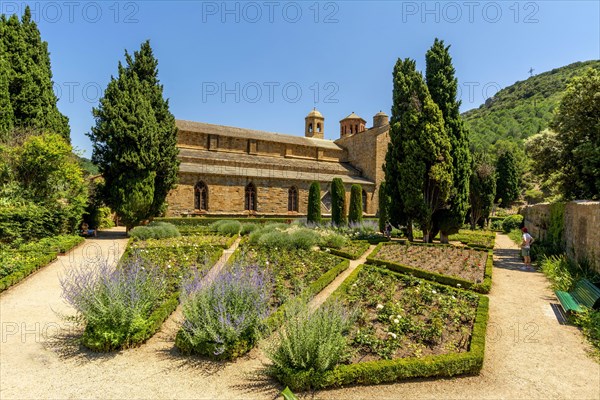 Garden of Abbaye Sainte-Marie de Fontfroide or Fontfroide Abbey near Narbonne