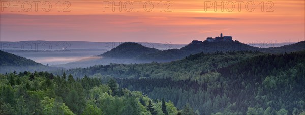 View from Rennsteig over the Thuringian Forest to Wartburg