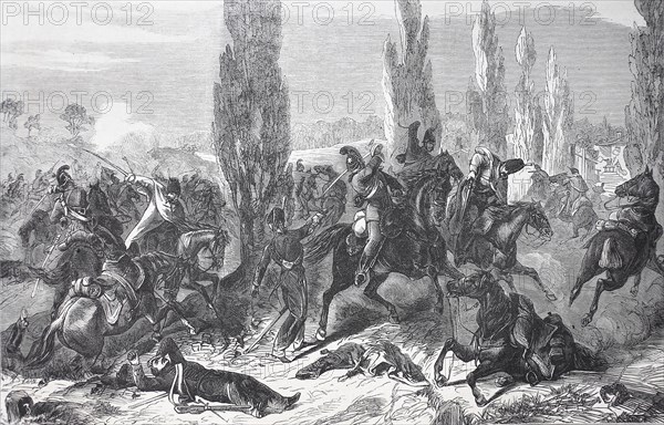 The 3rd Saxon cavalry regiment in battle at Buzaney on August 27