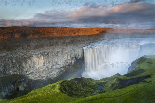 Evening atmosphere at the waterfall Dettifoss