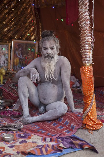 Naked Sadhu during Hindu festival Kumbh Mela