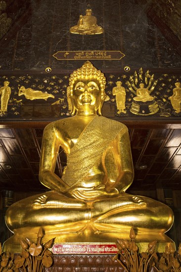 Golden Buddha statue in the Bot of Wat Phuttha Nimit Phra Saiyat