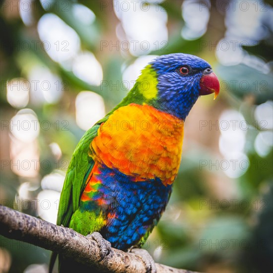 Swainson's Lorikeet (Trichoglossus haematodus moluccanus) sits on branch