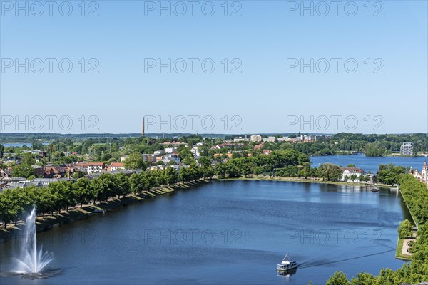 View from the cathedral over the city with Pfaffenteich and Ziegelsee