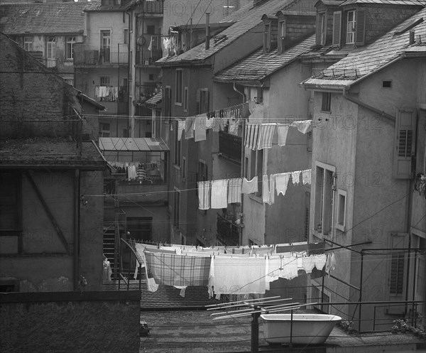 Clothes lines in the city centre of Freiburg