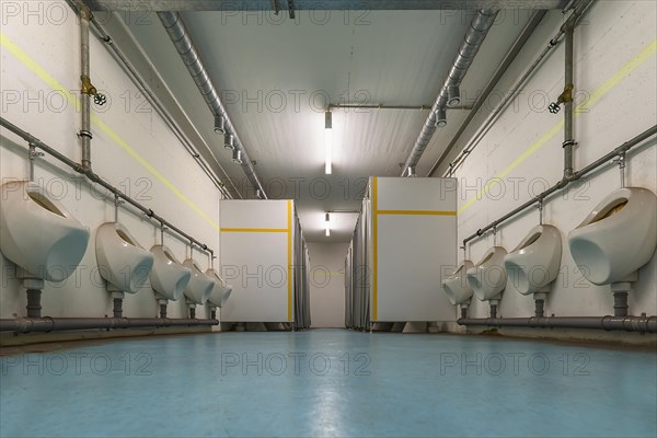 Men's toilet room in the decommissioned nuclear bunker