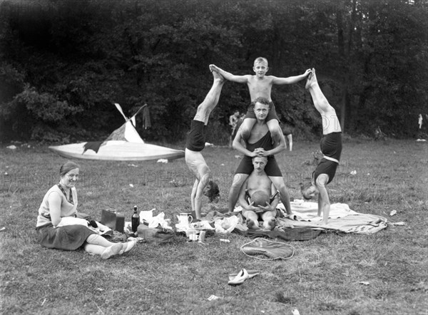 Acrobatics at a picnic