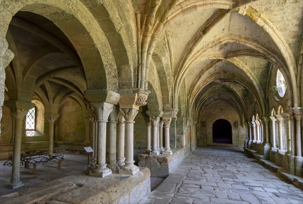 Cloister of Abbaye Sainte-Marie de Fontfroide or Fontfroide Abbey near Narbonne