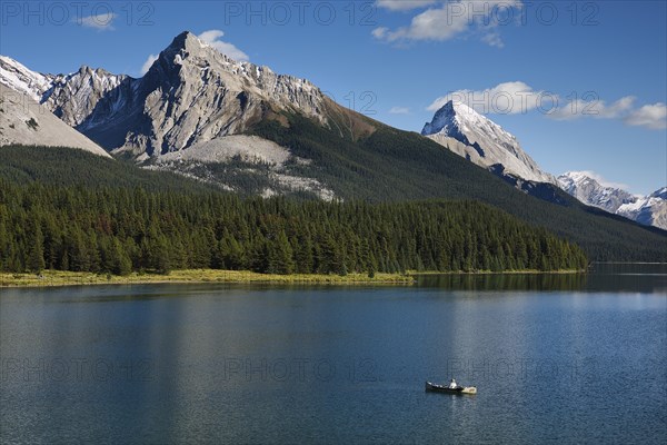 Angler on Maligne Lake