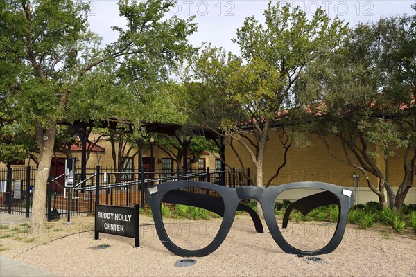 Black horn-rimmed glasses at Buddy Holly Center