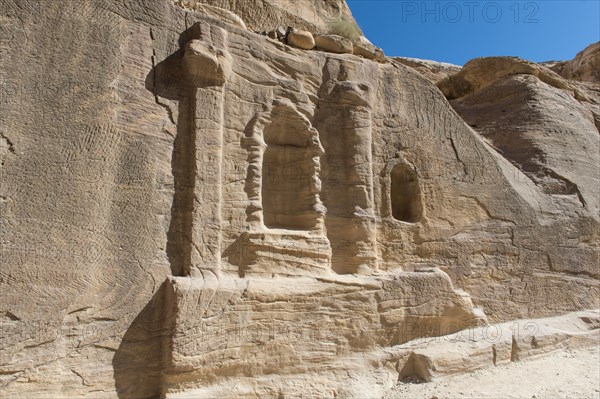 Siq canyon with stone tomb