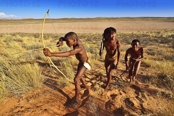 Bushmen of the San people hunting