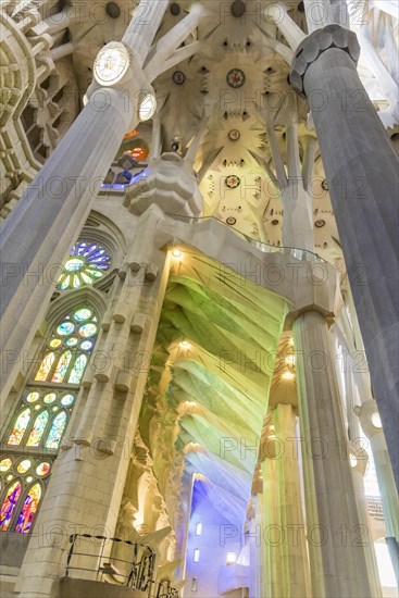 Interior view of the Sagrada Familia by Antoni Gaudi