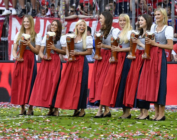 Young ladies with wheat beer for beer shower