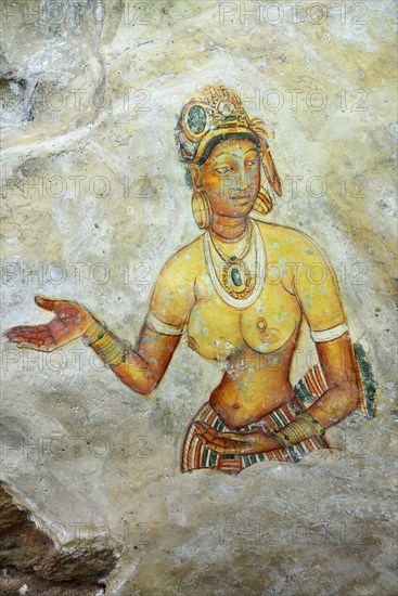 Fresco of the Cloud Girls on the Lion Rock of Sigiriya