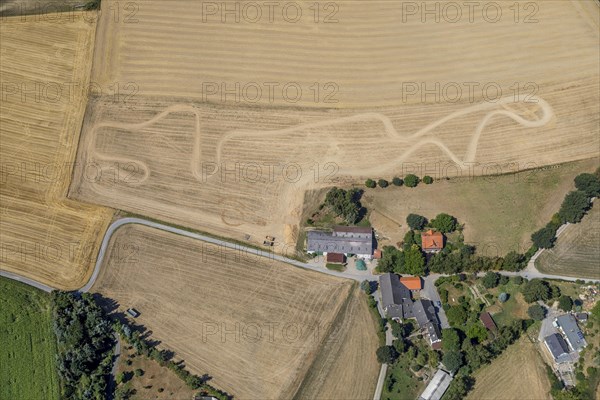 Motocross tracks on a field at Kleinhofweg in Heiligenhaus