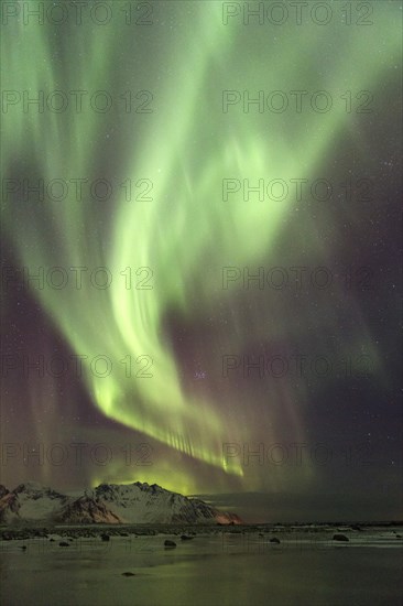 Northern lights on the coast near Gimsoy