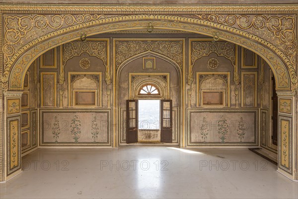 Room with historic wall painting in Nahargarh Fort