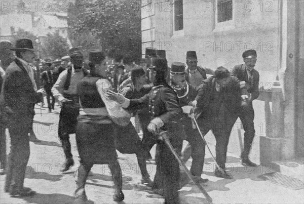 Arrest of Gavrilo Princip the murderer of Archduke Francois- Ferdinand and Duchess de Hohenberg