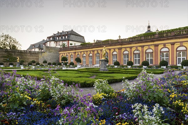 Castle garden with colourful flowers