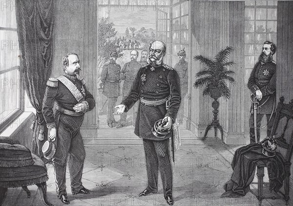 Capture of Napoleon III. by King Wilhelm in the Bellevue Castle at Sedan on September 2