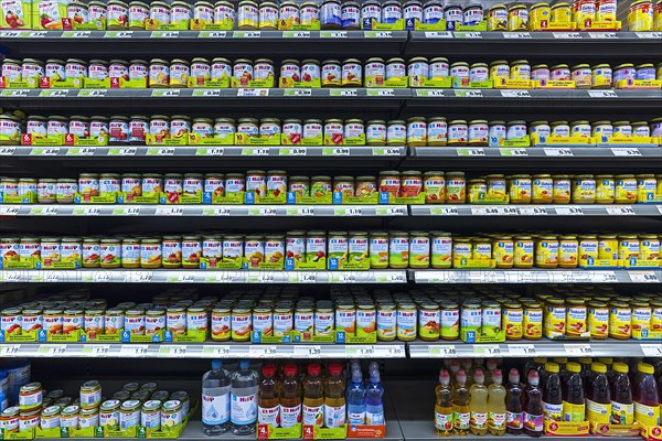 Baby food on a supermarket shelf