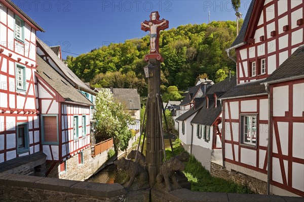 Historic town center with half-timbered houses on Elzbach