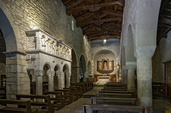 Pulpit and altar in the central nave of the pilgrimage church
