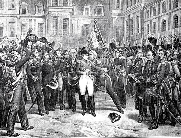 Napoleon says goodbye to his guard in Fontainebleau on April 20